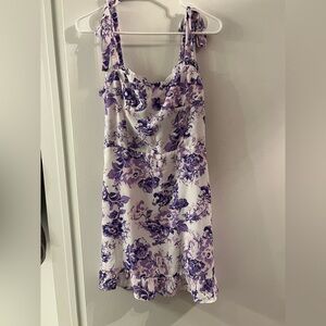 Aqua Lavender and White Floral Dress